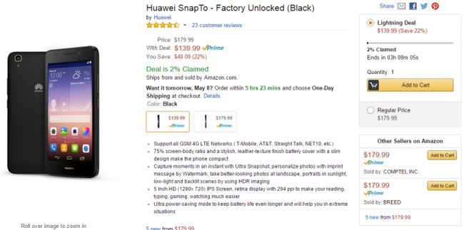 Fotografía - [Alerta Trato] Desbloqueado Huawei SnapTo Disponible Como Amazon Rayo contrato para $ 139.99 ($ ​​40 de descuento)